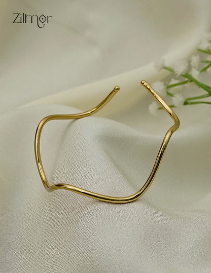 Gold Plated Adjustable Zig Zag Bangle - AS1012932
