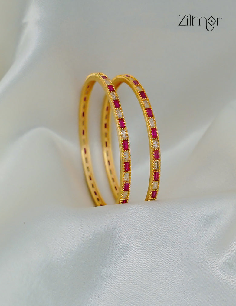 18k Gold Plated Anti-Tarnish AD stone Bangle (Pair) - CL1012220