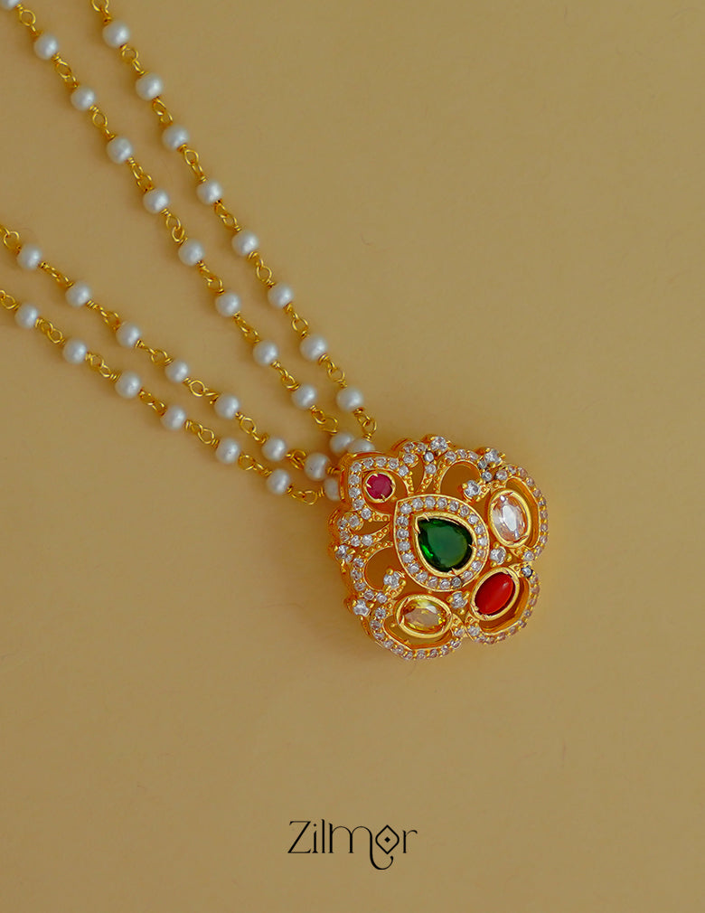 KY1011995 -  Premium Pearl Necklace with AD Stones Pendant