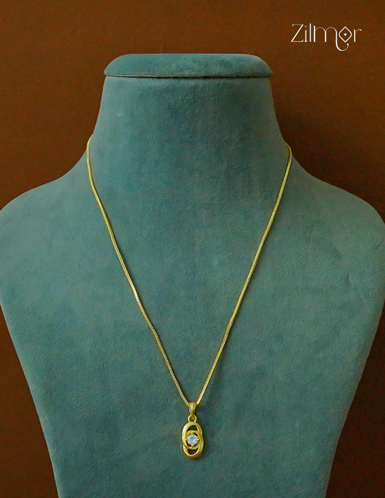 18k Gold Plated Anti-Tarnish AD Stone Pendant Simple Necklace  - CL1012245