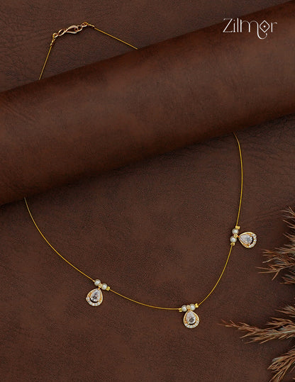 SN1011677- AD Stone with Pearl Pendant Hanging Invisible Necklace (color option)