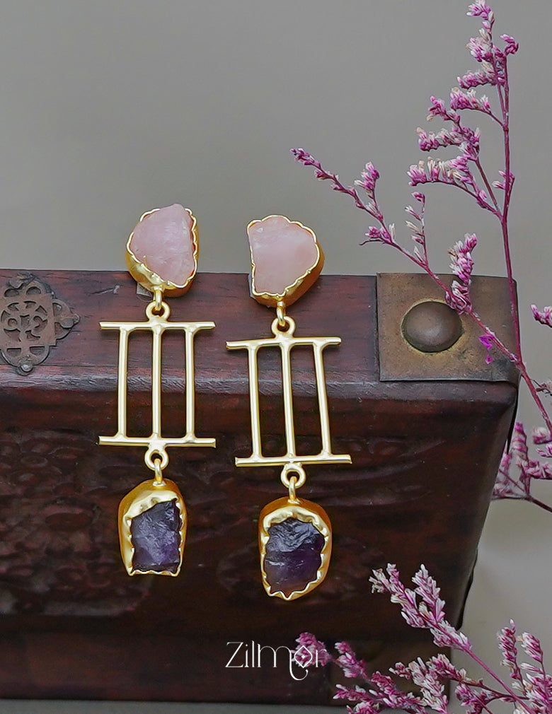 ZA1011881 - Natural Raw Stone Earring 3-Zilmor