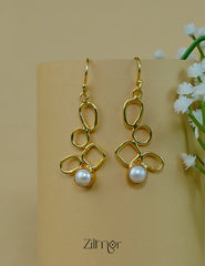 AS1012147 - Golden Glow Pearl Drop Earrings – Stylish Daily Wear