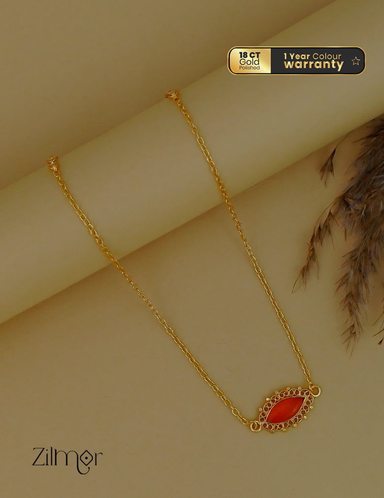 KY1011853 -Gold Tone Palakka Oval Pendant Choker (color option) 7-Zilmor
