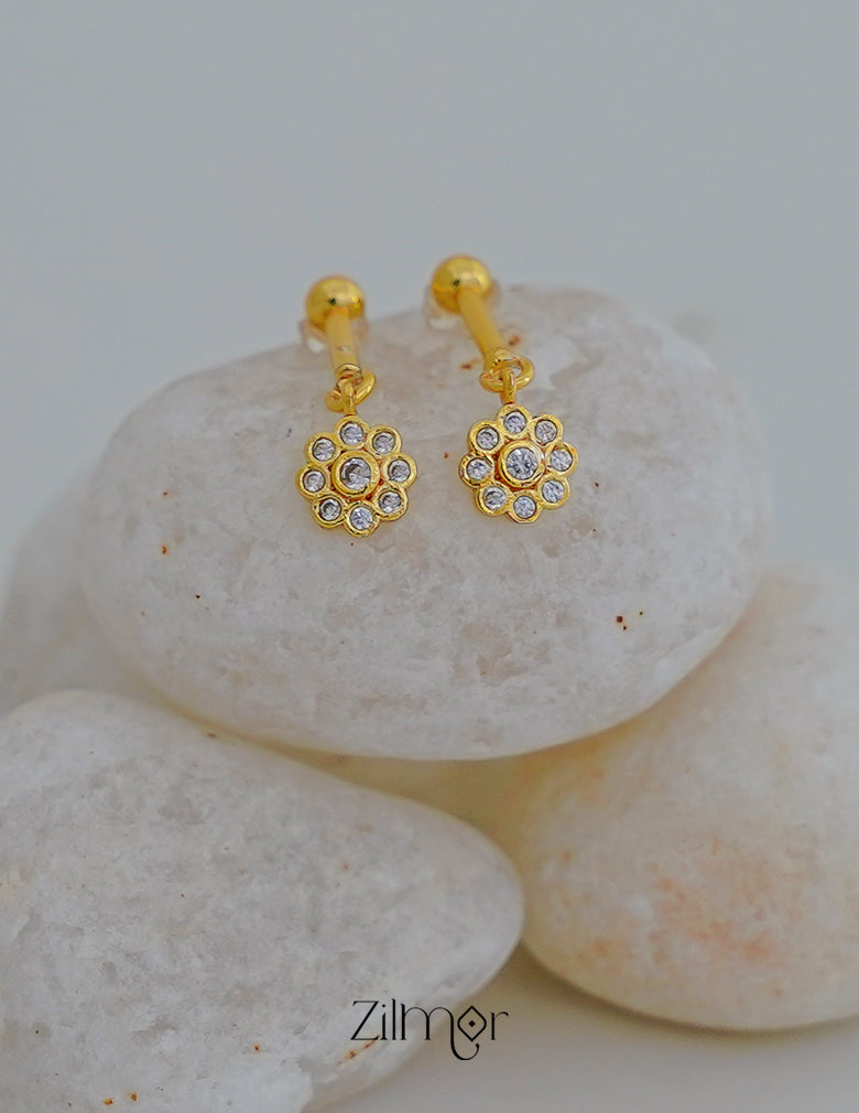 PP1011989- Gold Tone Ad Stone Bugadi Drops & Dangler Earrings