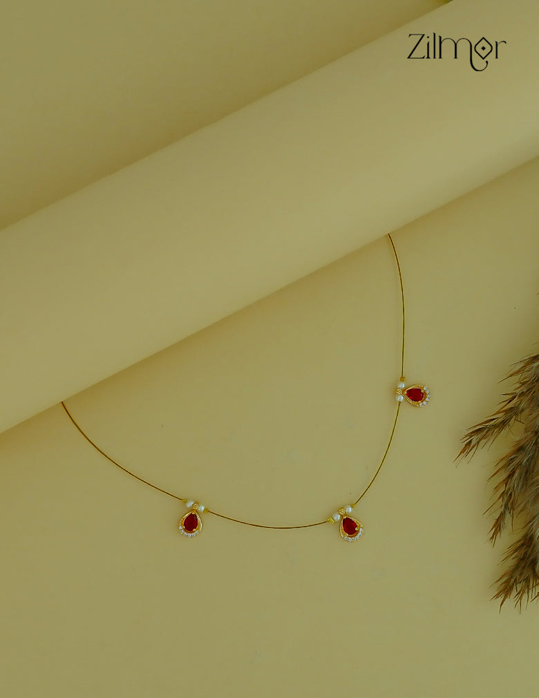 SN1011677- AD Stone with Pearl Pendant Hanging Invisible Necklace (color option)