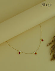 SN1011677- AD Stone with Pearl Pendant Hanging Invisible Necklace (color option)