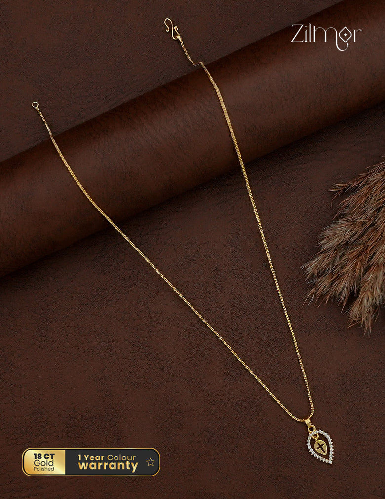 AG101798 -  Gold Tone AD Stone Thaali Pendant Simple Necklace