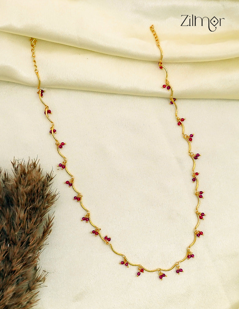 18K Gold Plated Crystal Bead Cluster Chain Necklace - AG1012558