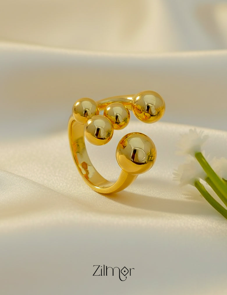 ZC1012045 - Luxury Stack Ring – Size Adjustable Gold Plated Stainless Steel | Anti Tarnish | Waterproof