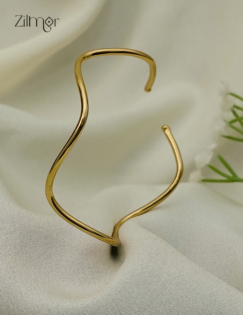 Gold Plated Adjustable Zig Zag Bangle - AS1012932