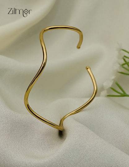 Gold Plated Adjustable Zig Zag Bangle - AS1012932