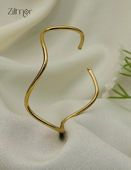 Gold Plated Adjustable Zig Zag Bangle - AS1012932