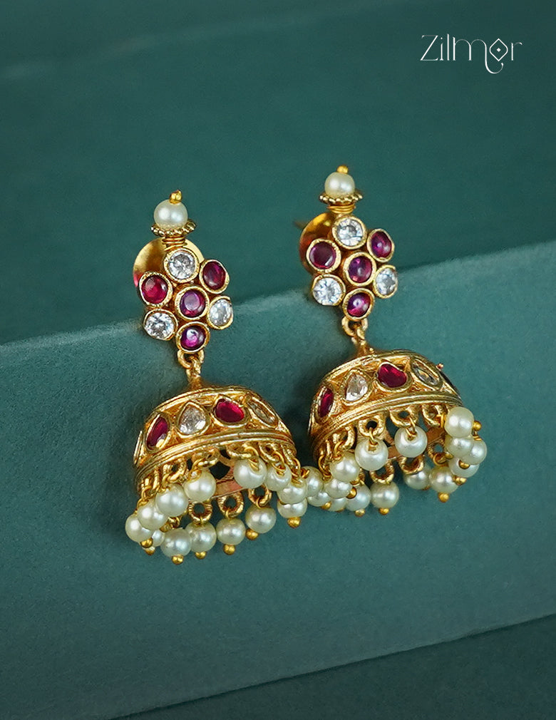 Ad & Kemp Stone Pearl Jumkha Earrings - CL1012309