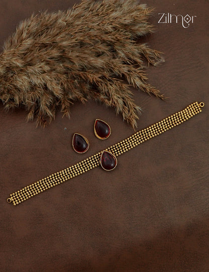 Antique Choker Necklace Set with Earrings | Traditional Indian Jewelry- NV1012700
