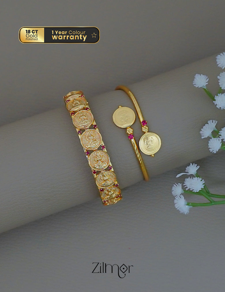 KY1011836 - Kaashu Gold Plated statement & Adjustable Combo Bangle 2-Zilmor