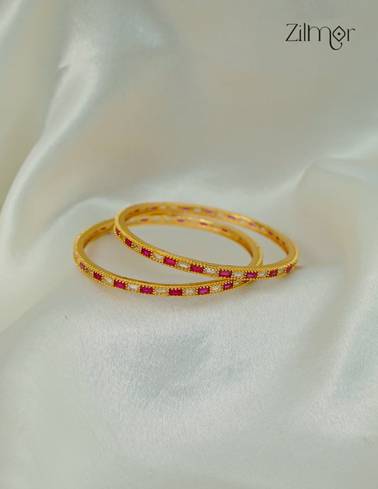 18k Gold Plated Anti-Tarnish AD stone Bangle (Pair) - CL1012220