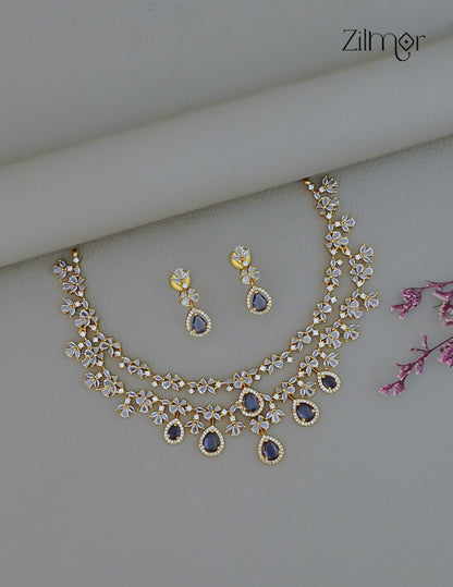AD Stone 2 Layer Necklace Set Earring - SN101725