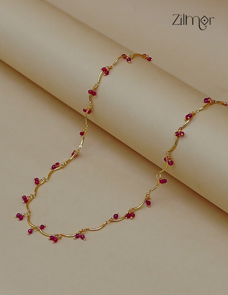 18K Gold Plated Crystal Bead Cluster Chain Necklace - AG1012558
