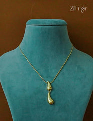 Anti Tarnish Gold Tone Teardrop Duo Pendant Simple Necklace-ZF1012134