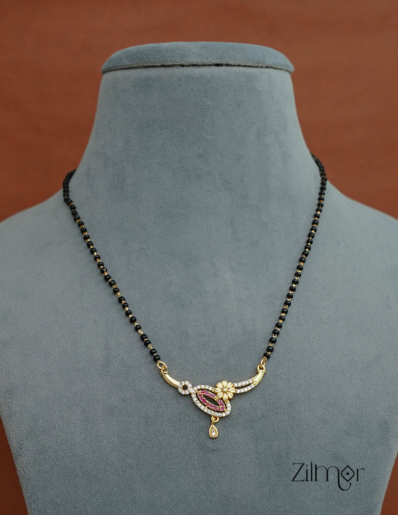 SR100560 - Gold Plated AD Stone Pendant Traditional Mangalsutra Necklace 3-Zilmor