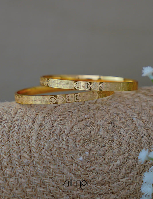 SG1011906- Gold Plated Heart Bangle (pair) 2-Zilmor