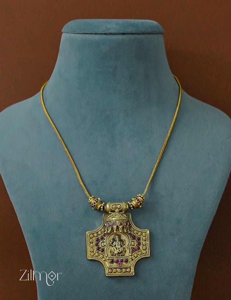 ZS1011925- Premium  Antique Goddess Ganesh Pendant Traditional Necklace 4-Zilmor