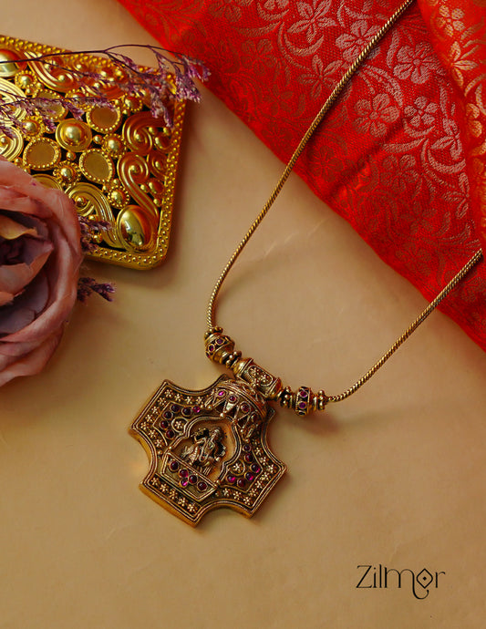 ZS1011925- Premium  Antique Goddess Ganesh Pendant Traditional Necklace 2-Zilmor