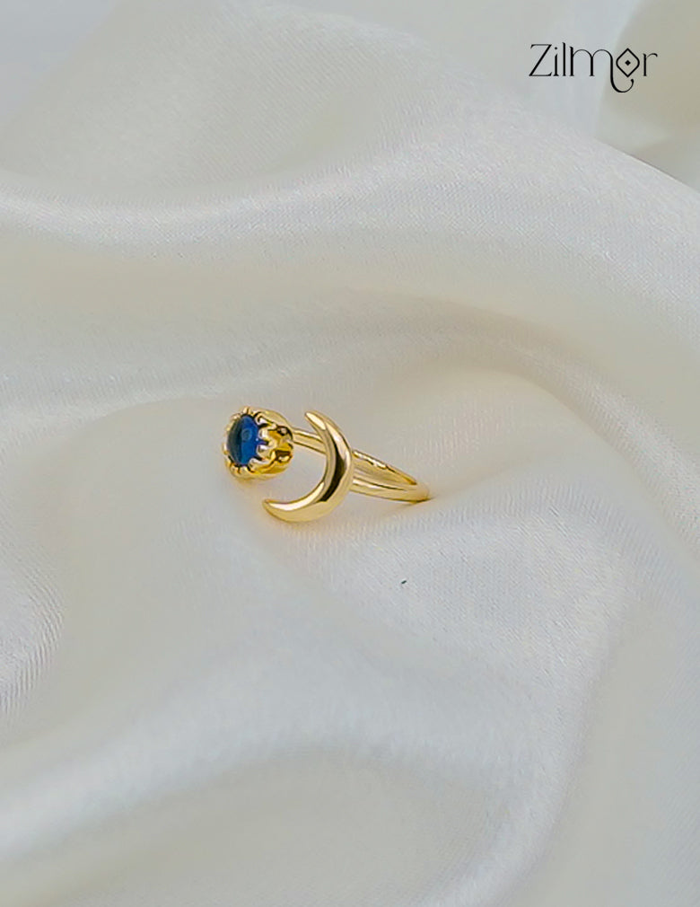 18K Gold Plated Handmade Stone with Half Moon Adjustable Ring – Anti-Tarnish - ZP1012171