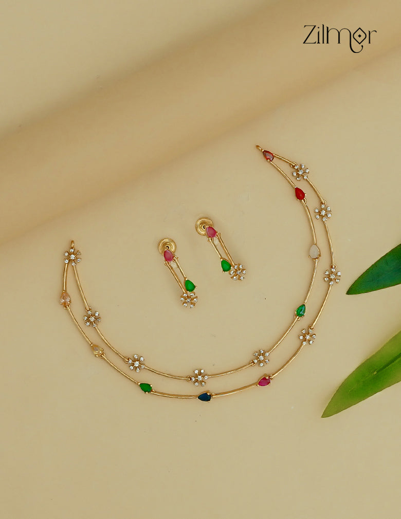 AD Stone Necklace  Earring Set (color option)-SN1012029