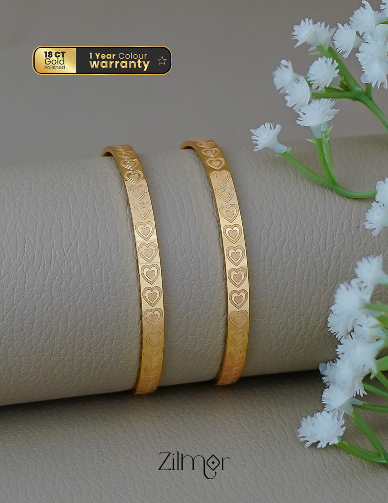 SG1011906- Gold Plated Heart Bangle (pair) 1-Zilmor