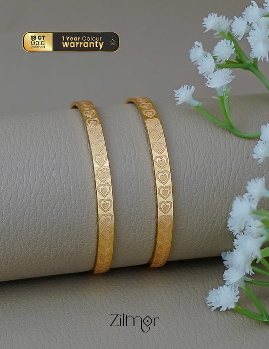 SG1011906- Gold Plated Heart Bangle (pair) 1-Zilmor