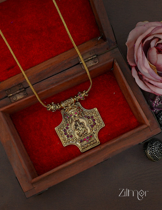ZS1011925- Premium  Antique Goddess Ganesh Pendant Traditional Necklace 1-Zilmor