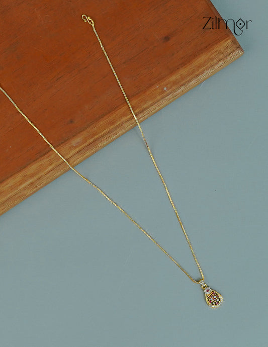 18k Gold Plated Anti-Tarnish AD Stone Pendant Simple Necklace  - CL1012244