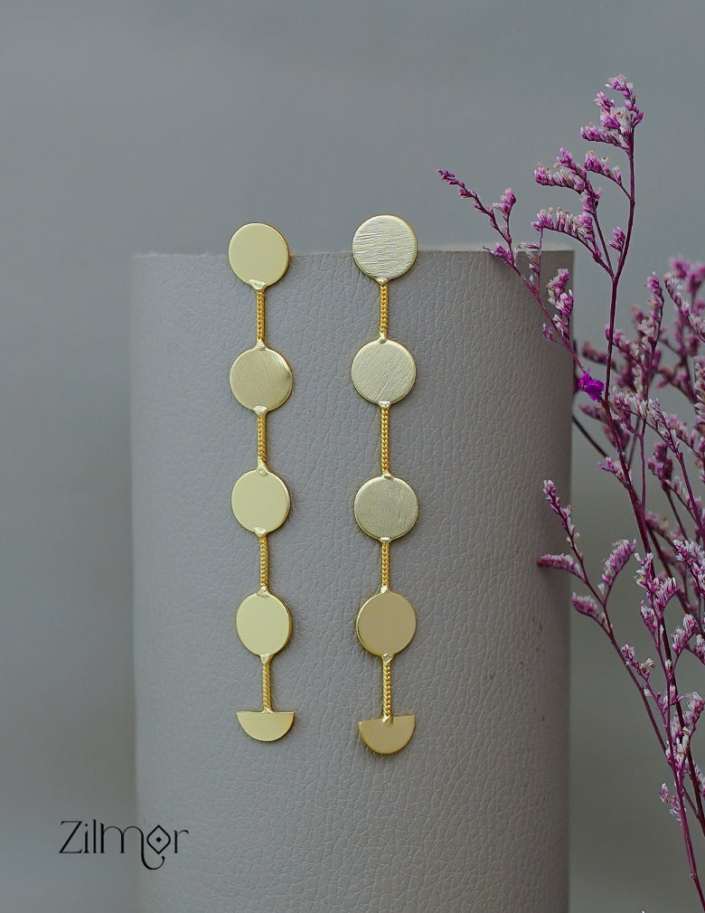 ZA1011865- Gold Circular Disc Drop Earrings 1-Zilmor