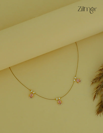 SN1011677- AD Stone with Pearl Pendant Hanging Invisible Necklace (color option)