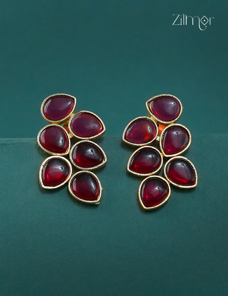 Golden Leaf Shaped Semi Precious Stone Earrings(color option) - CL1012289