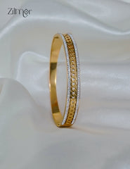 ZF1012115 - Golden Ad Stone Openable Anti Tarnish Bracelet Bangle