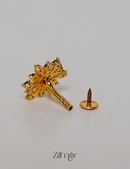 ZR1011930- Gold Tone Ad Stone Stud Earrings 3-Zilmor