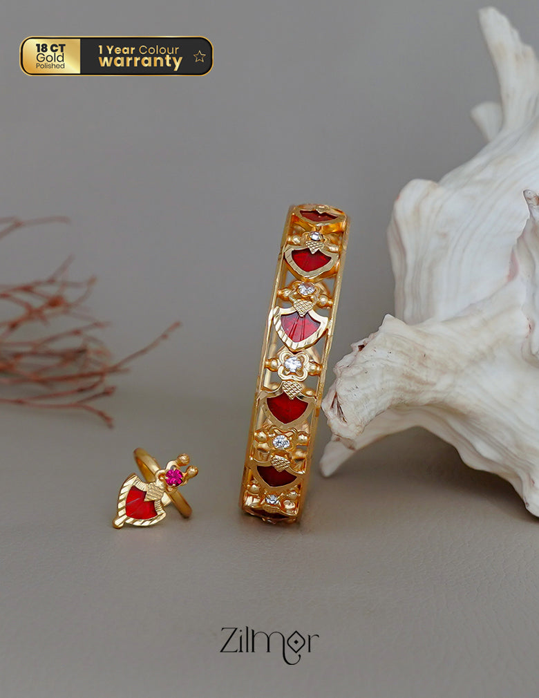 KY1011770 - Gold Plated Palakka Bangle & Ring Combo (color option)