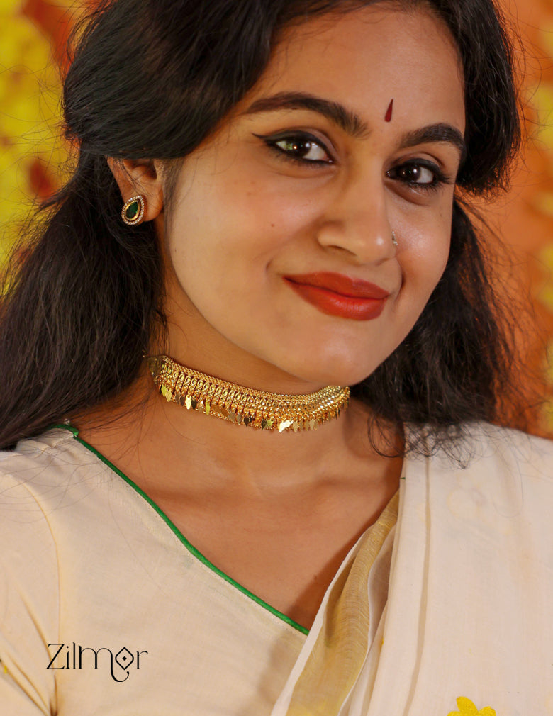 AG101806 - Gold tone Bridal Elakka Thali choker 3-Zilmor