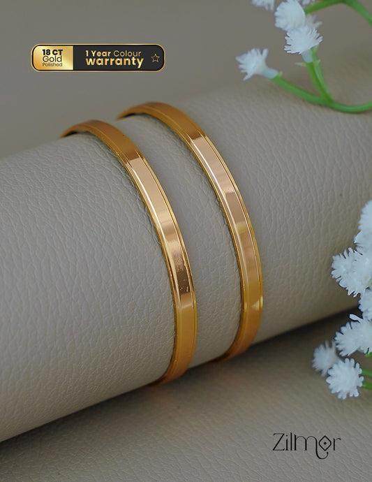 SG1011907 - Gold Plated Kada Plain Bangle (pair) 1-Zilmor