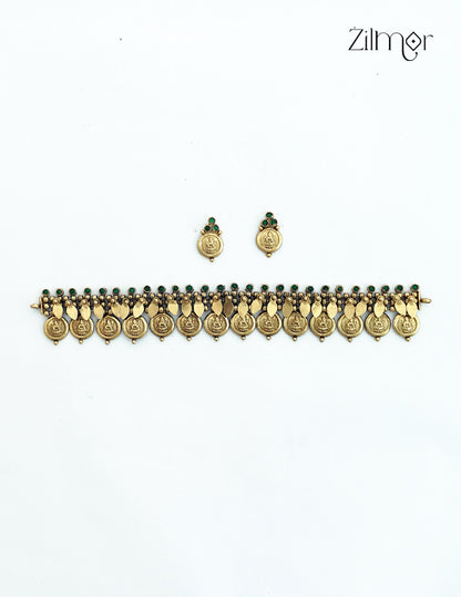 Antique Kaashu Elakkathali Choker with earrings NV1012702