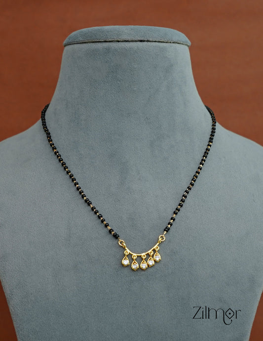 KD100754 - Gold Plated AD Stone Pendant Traditional Mangalsutra Necklace