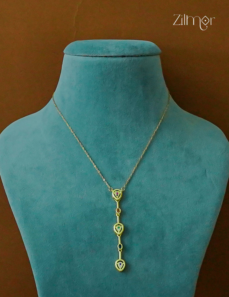 Anti Tarnish Multi color Pendant Simple Necklace-ZF1012139