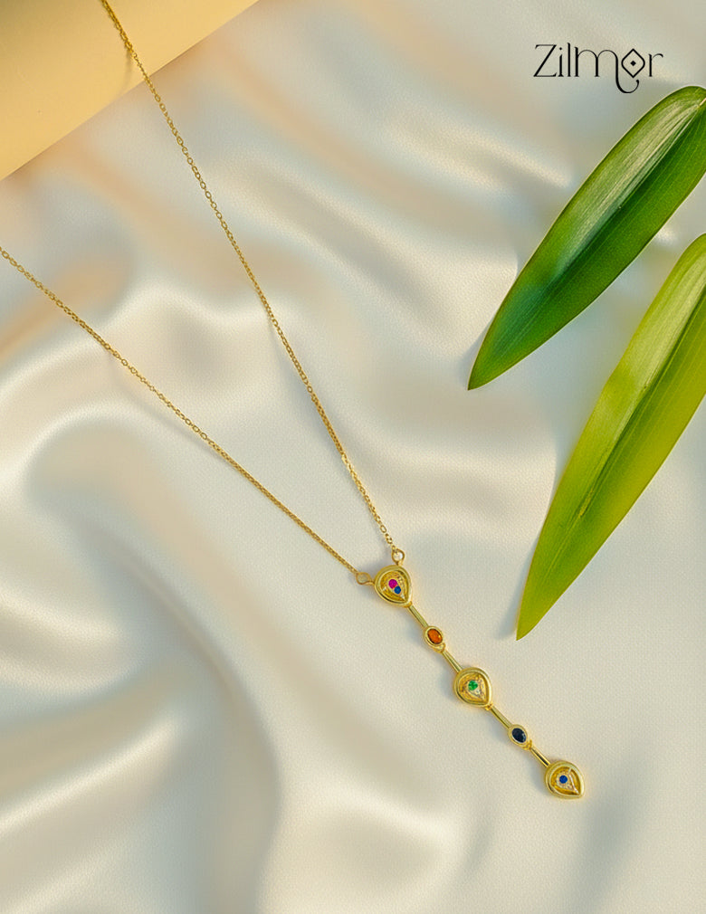 Anti Tarnish Multi color Pendant Simple Necklace-ZF1012139