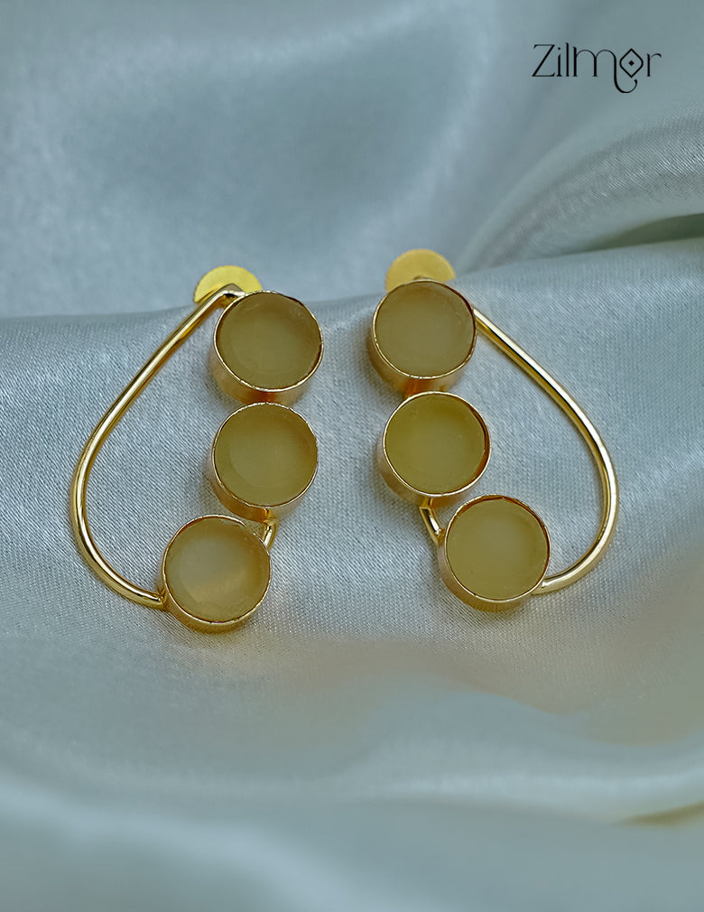 Natural Stone Golden Stud AntiTarnish Earrings - CL1012271