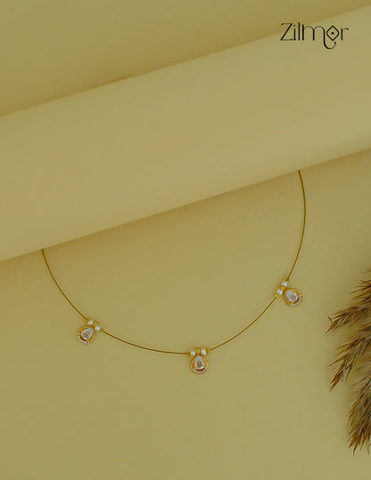 SN1011677- AD Stone with Pearl Pendant Hanging Invisible Necklace (color option)
