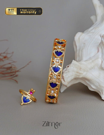 KY1011770 - Gold Plated Palakka Bangle & Ring Combo (color option) 4-Zilmor