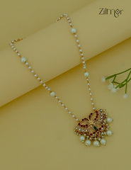 AD Stone Butter Fly Pendant with Pearl Necklace - CL1012080